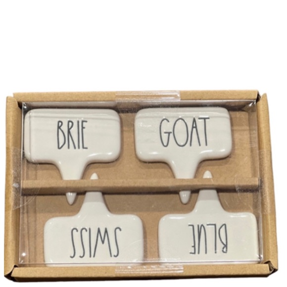 NEW Rae Dunn Cheese Plate Stake Signs ~ BLUE, GOAT, SWISS & BRIE - Picture 1 of 2